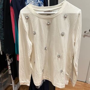 Banana Republic Cream Embellished Sweatshirt